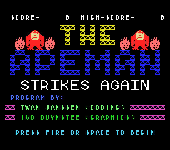 The Apeman Strikes Again Title Screen